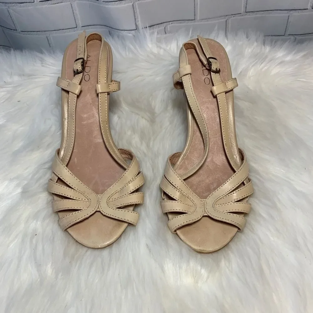 Aldo‎ Cream Slingback Sandal Heels Size 40/9